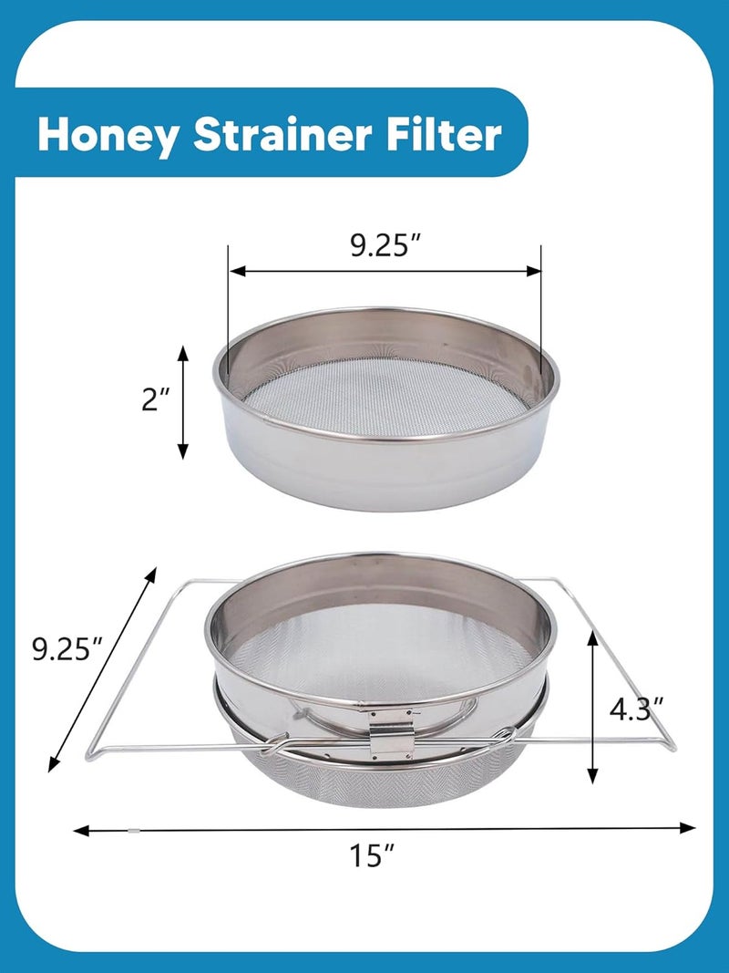 Duseu 10 PCS Honey Harvesting Beekeeping Tool Kit, 5 Gallon Bucket with Gate, 50 Pairs Gloves, 58-90% Brix Scale Range Honey Moisture Tester, Honey Pail Kit Gate Strainer Uncapping Knife Scraper - Image 3